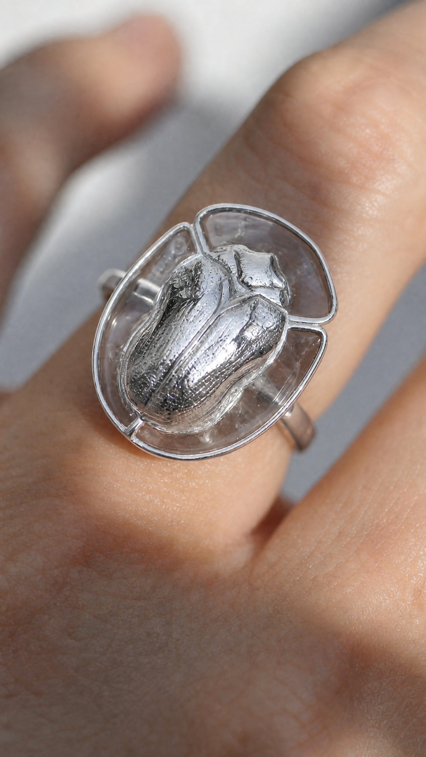 Tortoise Beetle Ring — Plique‑à‑Jour Enamel in Sterling Silver or 14k Gold‑Plated