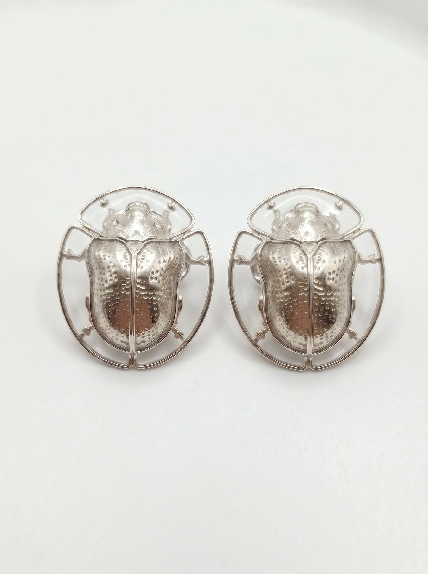 Tortoise Beetle Earrings — Plique‑à‑Jour Glow in Sterling Silver or 14k Gold‑Plated
