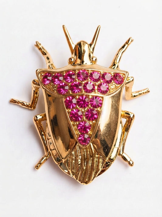 Stink Bug Pendant • Deep Blue or Fuchsia Stones • Sculptural Insect Jewelry