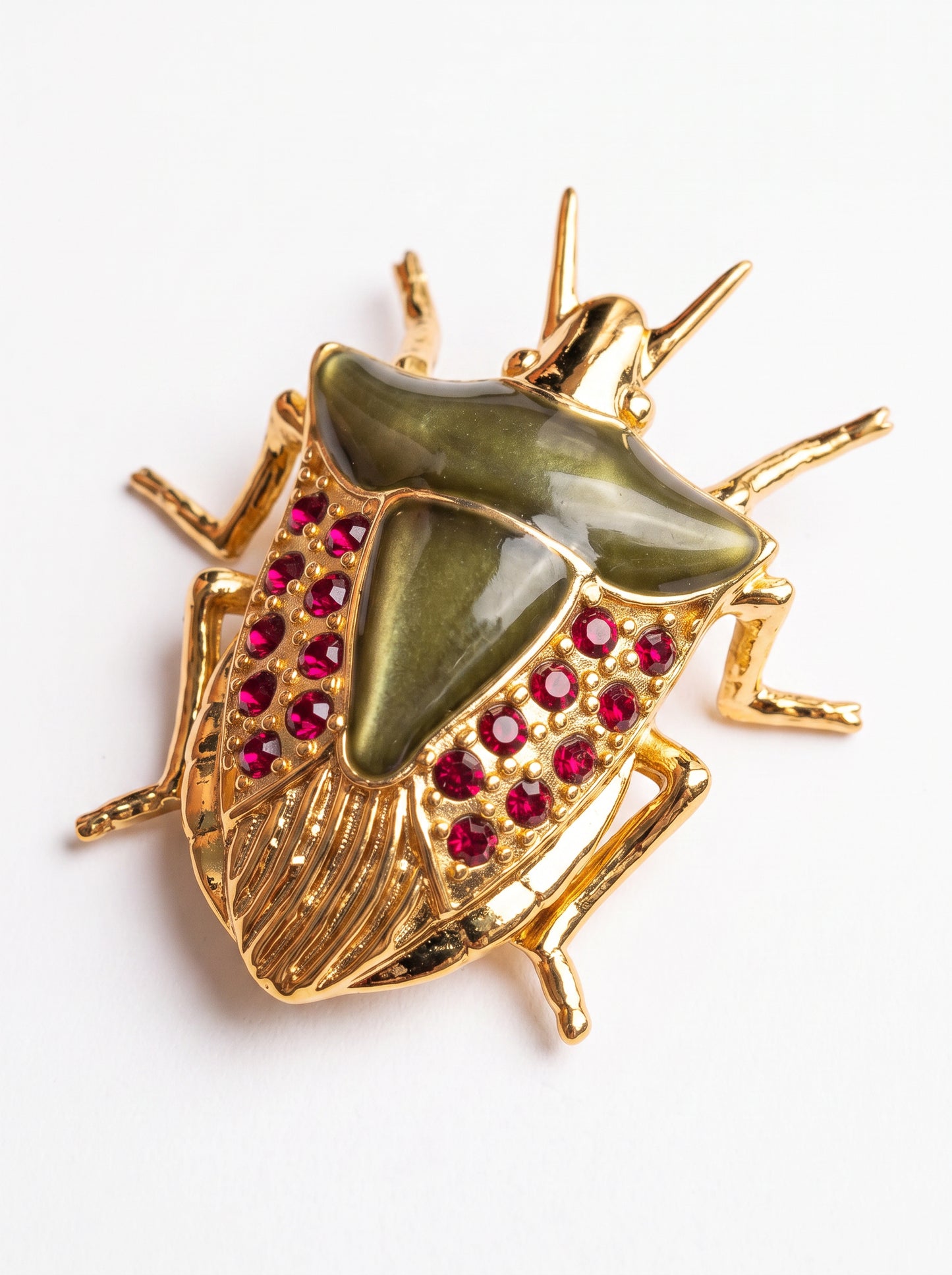 Stink Bug Pendant • Deep Green Enamel • Matte or Pearlescent