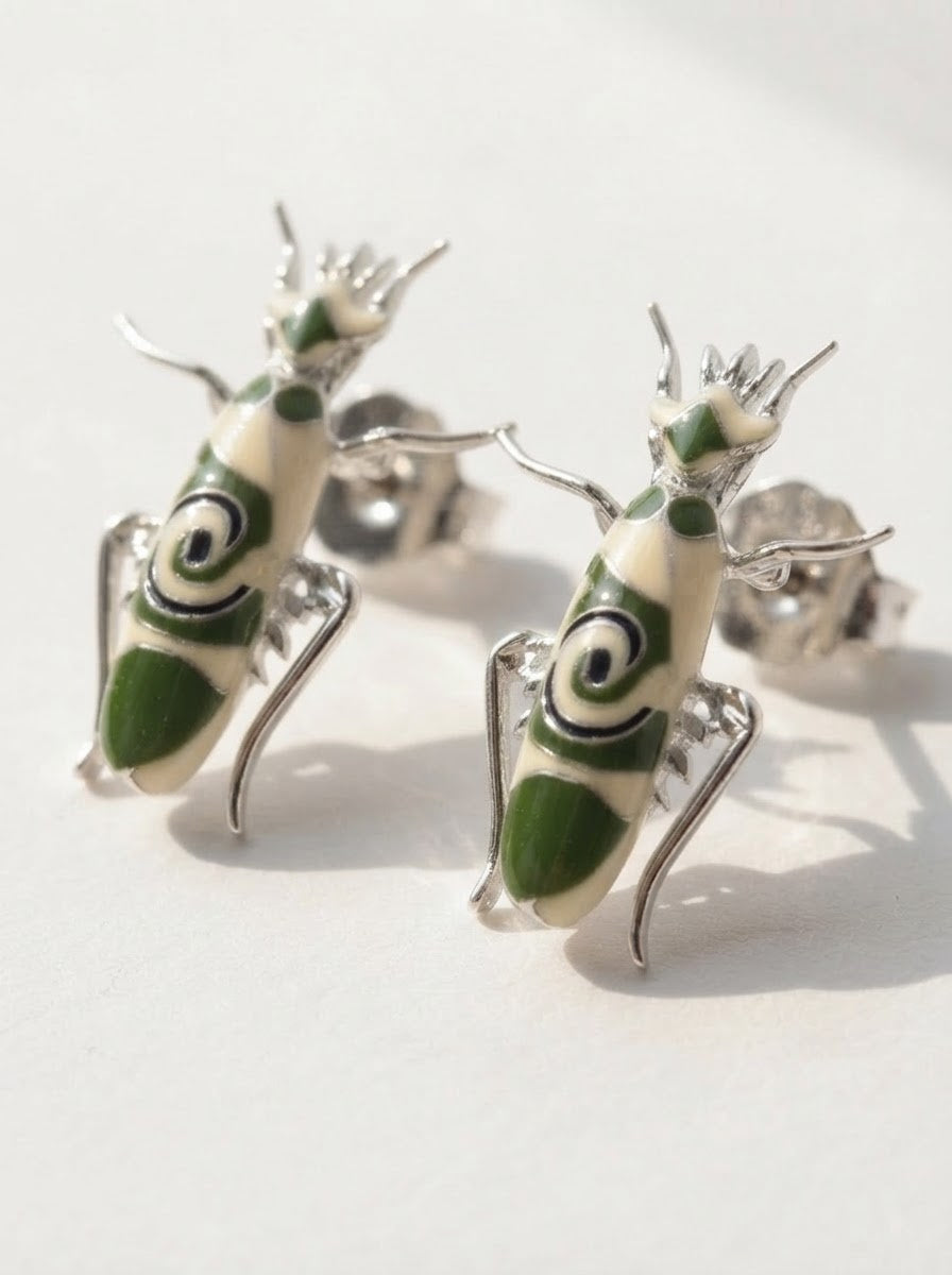 Spiny Flower Mantis Stud Earrings – Insect Jewelry