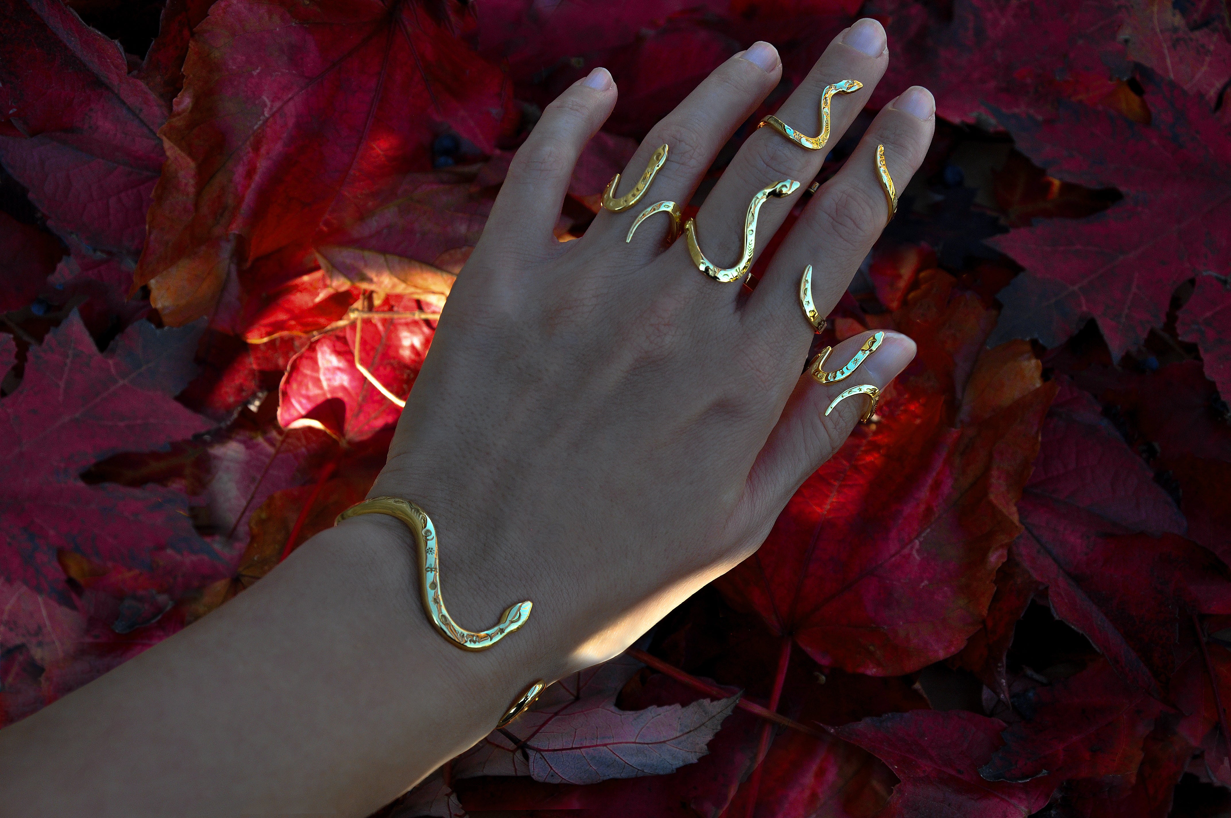 Celestial Snake Bracelet – Sterling Silver or Gold‑Plated – Anna