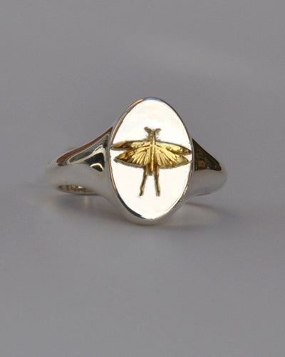 Pisces Grasshopper Signet Ring | Sterling Silver & Gold Plated
