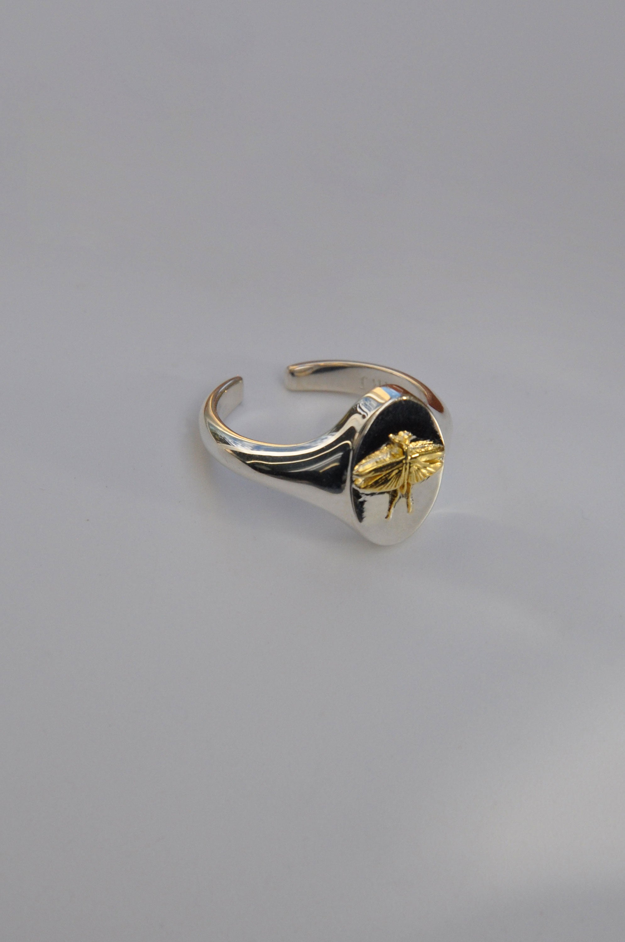 Pisces Grasshopper Zodiac Signet Ring | Sterling Silver & Gold
