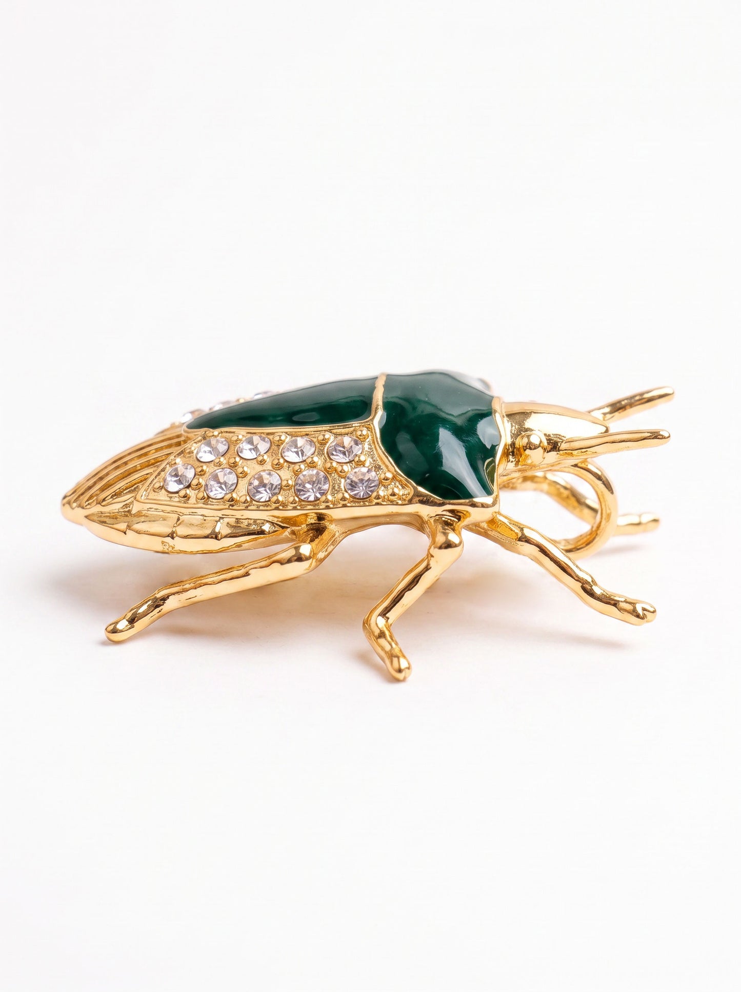 Stink Bug Pendant with Deep Green Enamel • Silver or 14k Gold‑Plated
