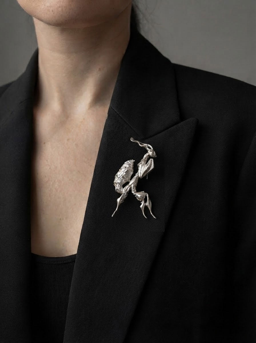 Ghost Mantis Brooch – Entomology Inspired Jewelry