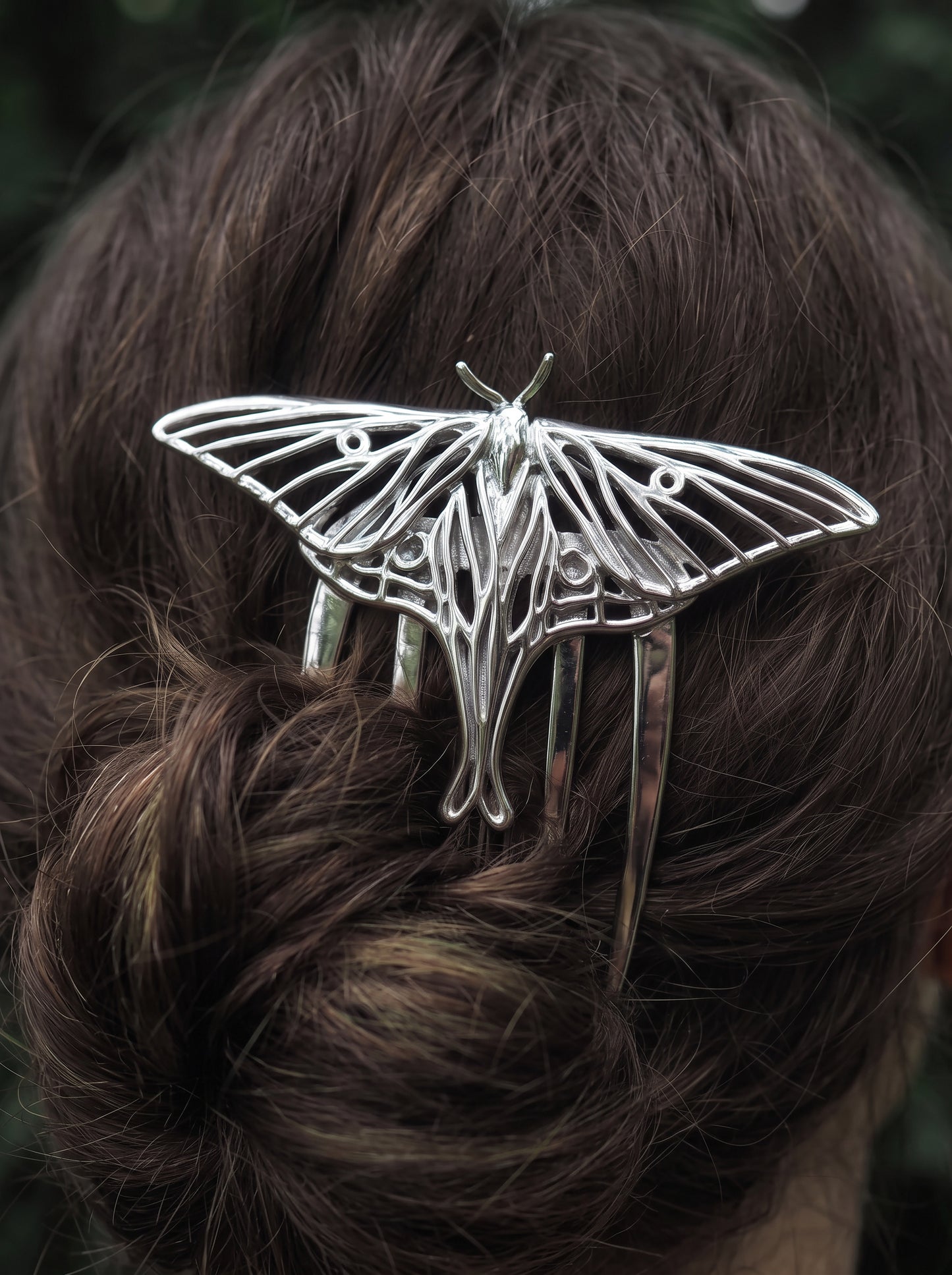 Luna Moth Hair Comb – Handmade Hair Jewelry in Gold, Silver, Rhodium or Bronze