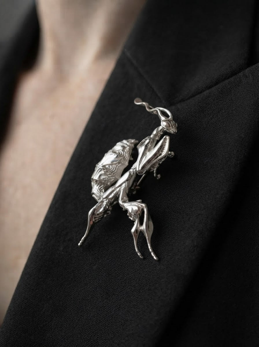 Ghost Mantis Brooch – Entomology Inspired Jewelry