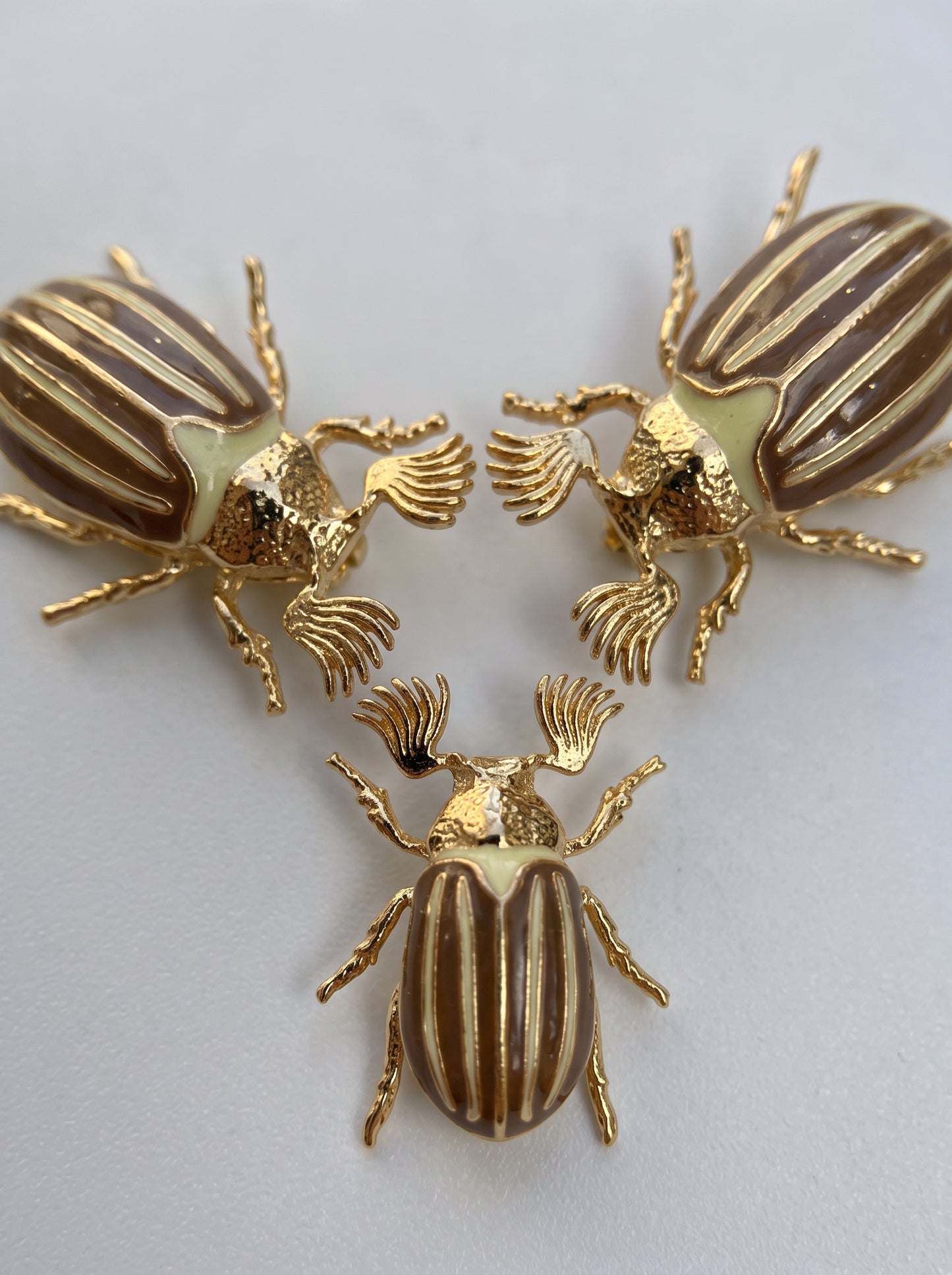 June Bug Pendant — Sterling Silver, 14k Gold‑Plated, Rhodium‑Plated, or Polished Bronze with Bronze & Off‑White Enamel