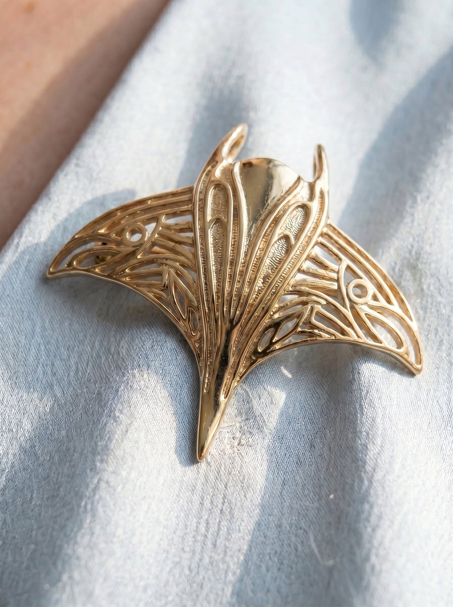 Manta Ray Brooch | Sculptural Marine Life Jewelry by Anna Reikher