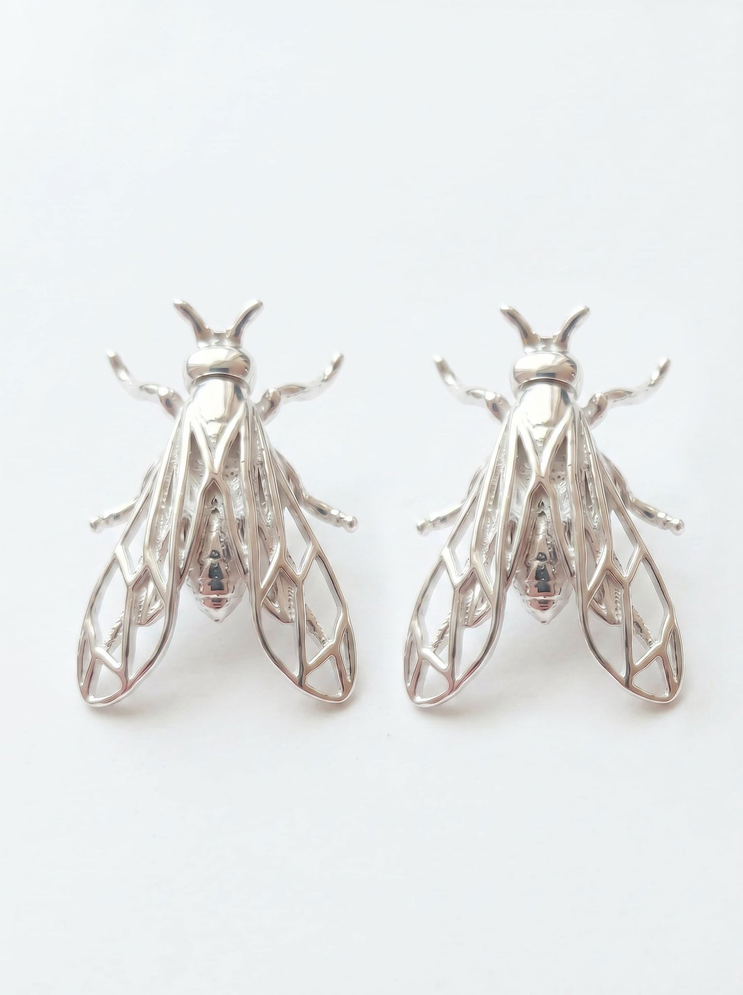 Sterling Silver Wasp Stud Earrings – Handmade Insect Jewelry