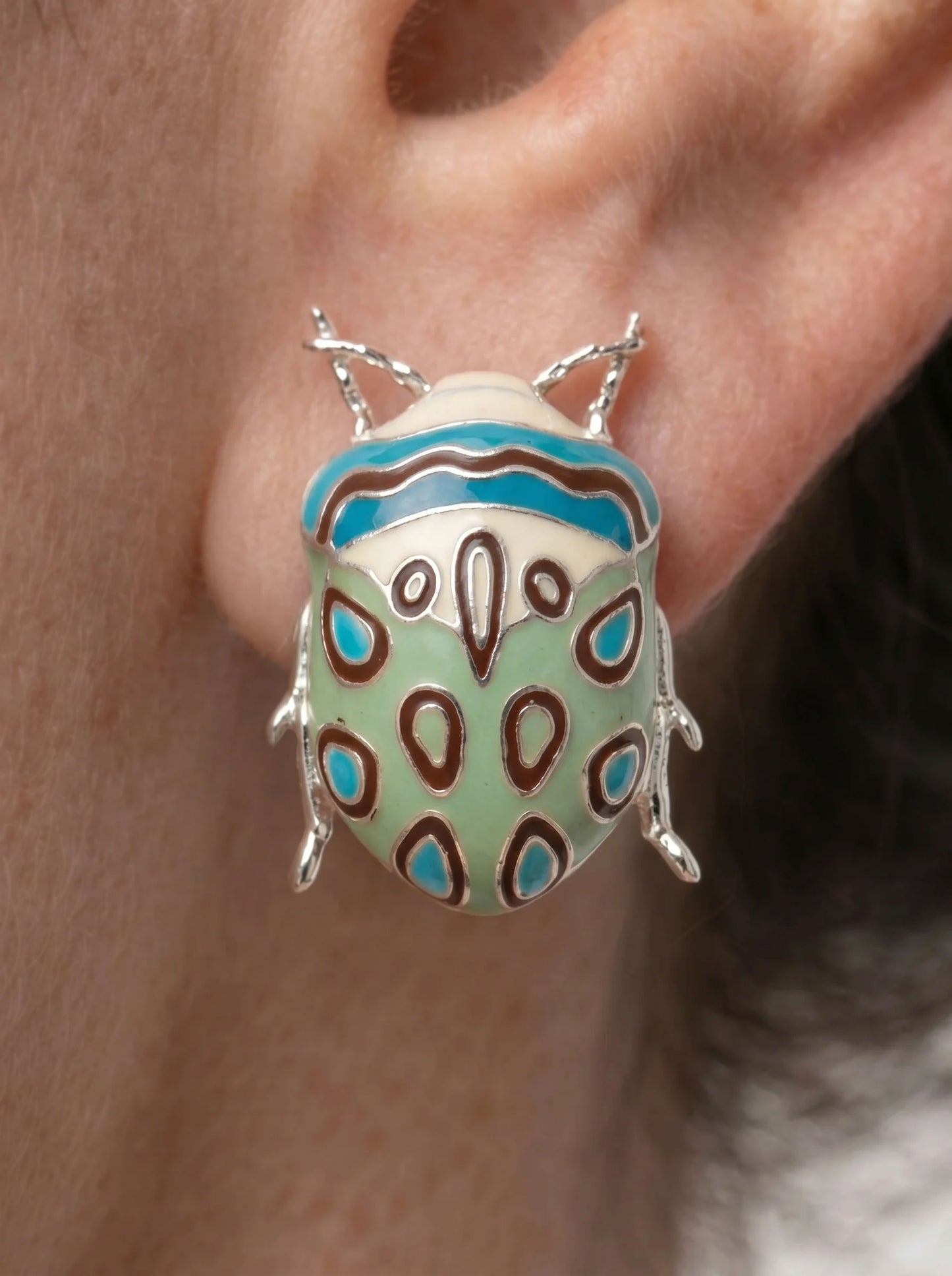 Picasso Bug Earrings — Sterling Silver + Enamel or Rhodium‑Plated + Enamel