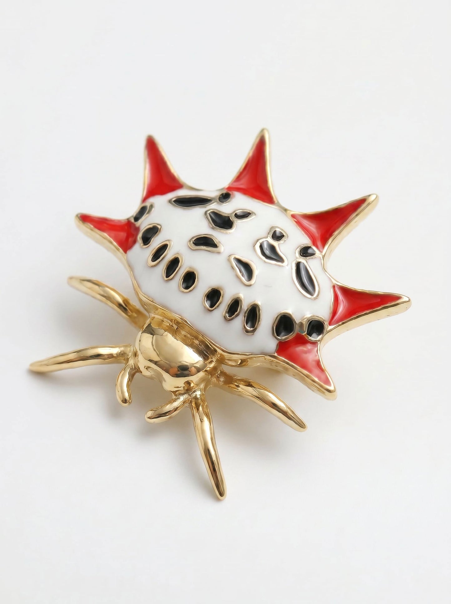 Spiny Orb‑Weaver Pendant — Red, White & Black Edition