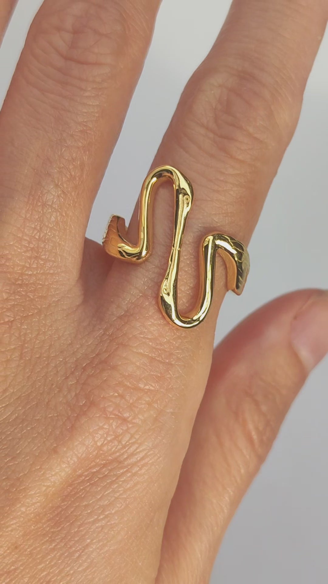 Video preview showing Heron Kiss Ring and matching bracelet worn together, capturing fluid Art Nouveau curves and reflective surfaces.