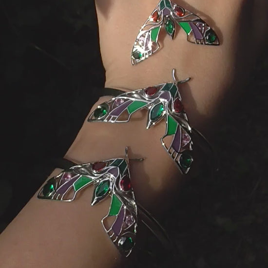 Silver moth pendant necklace and bracelet collection set video