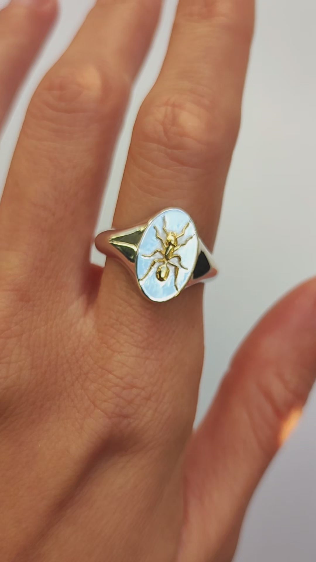 Scorpio Mantis Zodiac Signet Ring | Sterling Silver & Gold Plated