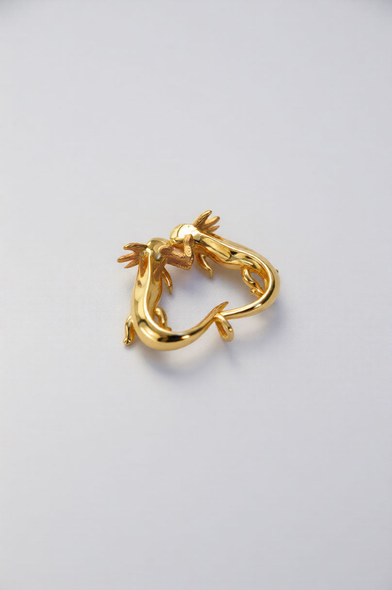 Axolotl Love Pendant – Heart-Shaped Axolotl Necklace in Silver & Rhodium | Anna Reikher Jewelry