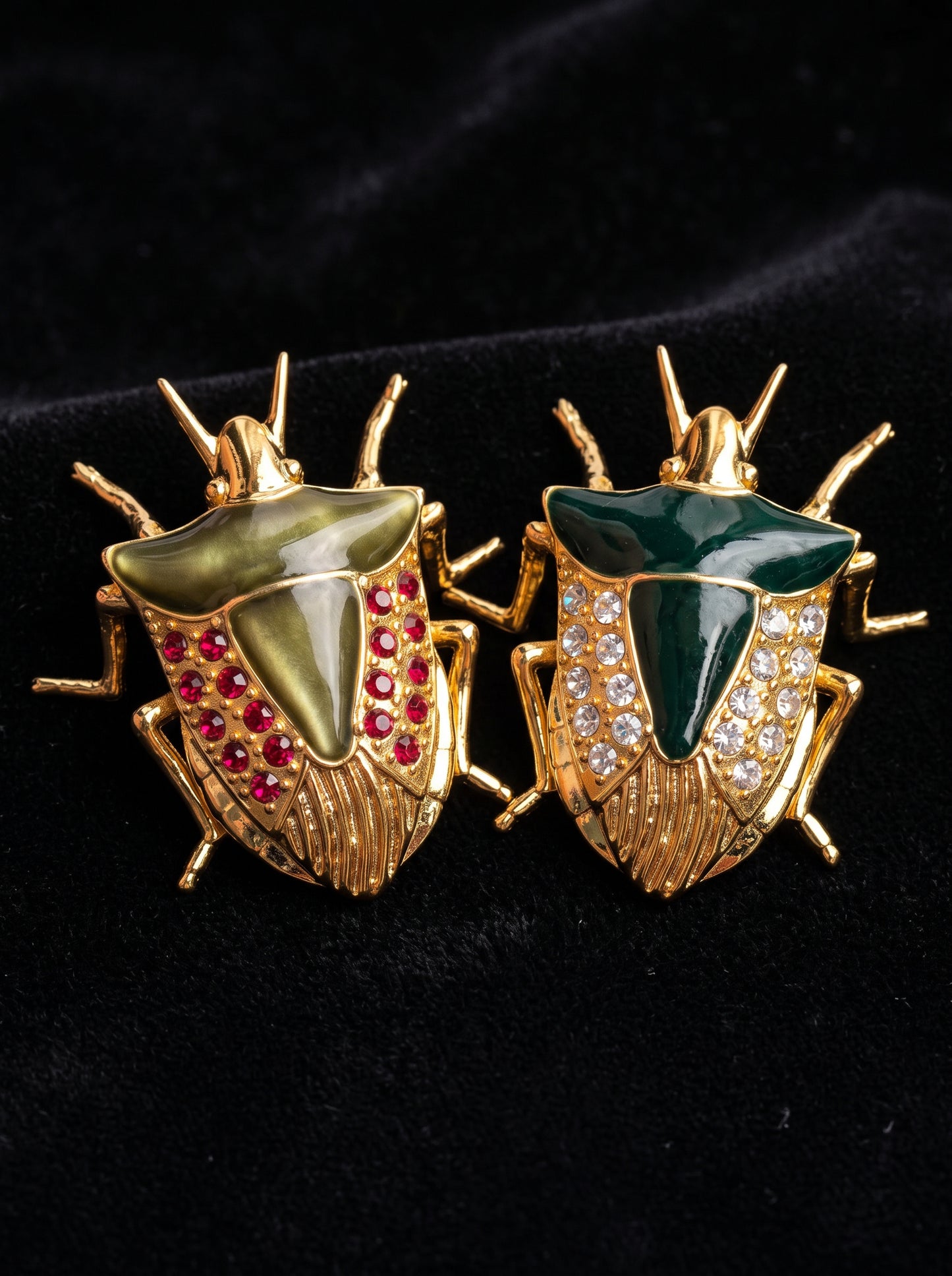 Stink Bug Pendant • Deep Green Enamel • Matte or Pearlescent