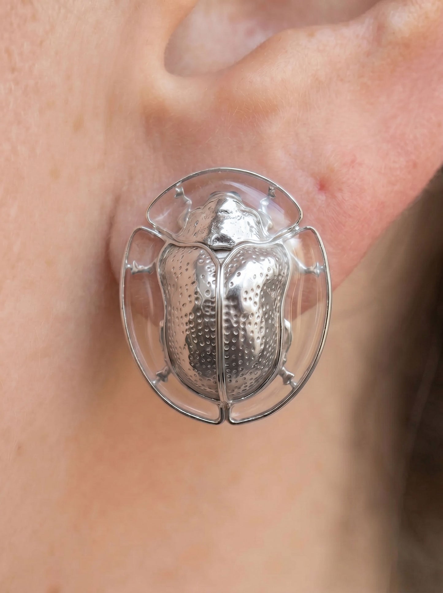Tortoise Beetle Earrings, Plique‑à‑Jour Glow in Sterling Silver or 14k Gold‑Plated - Earrings