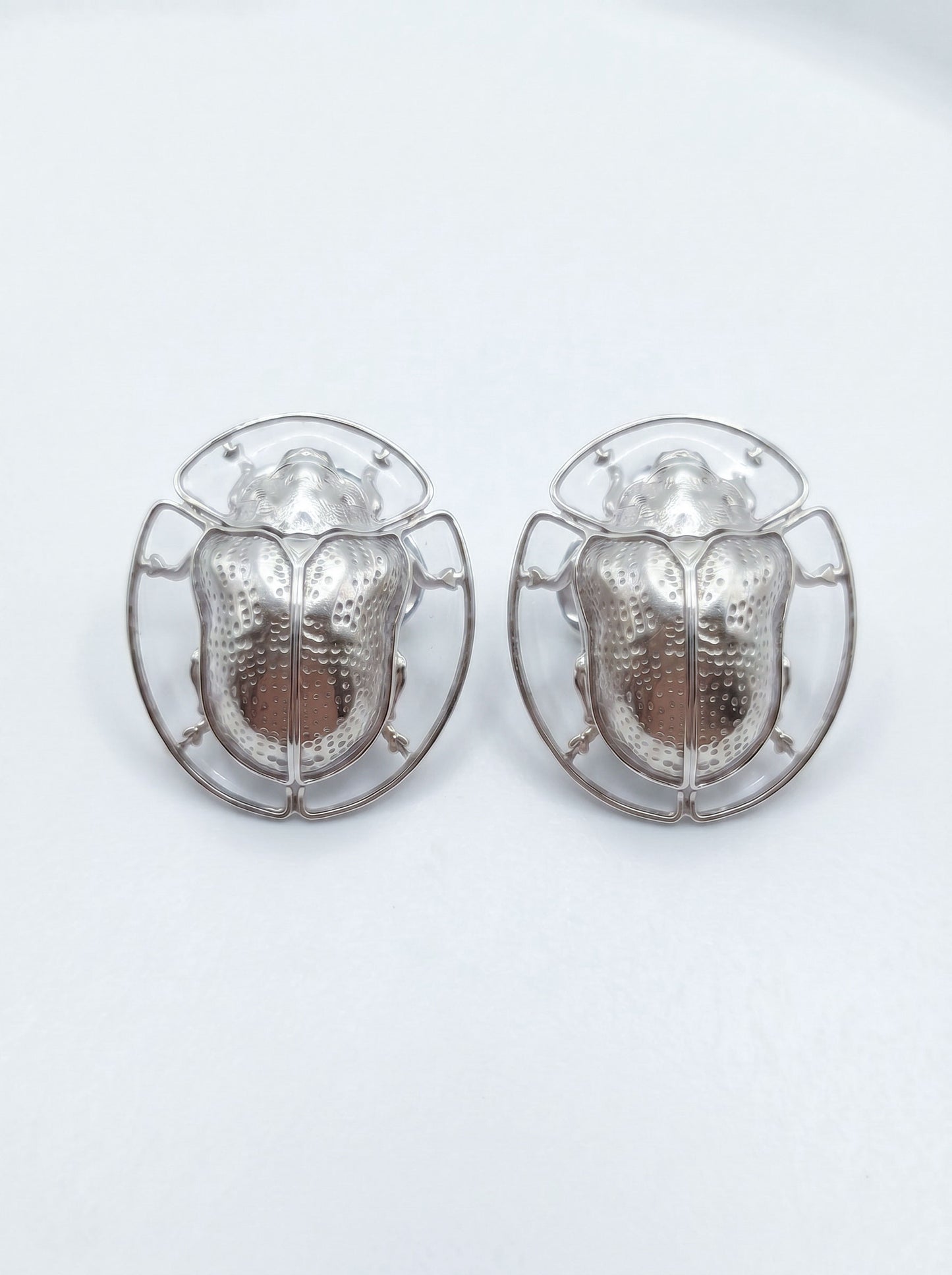 Tortoise Beetle Earrings, Plique‑à‑Jour Glow in Sterling Silver or 14k Gold‑Plated - Earrings