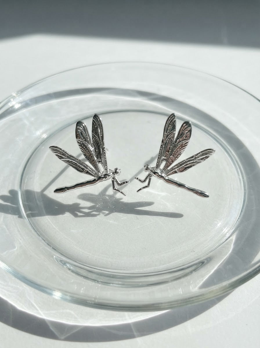 Dragonfly Duet Earrings — Silver, Gold, Rose Gold & Rhodium Finishes