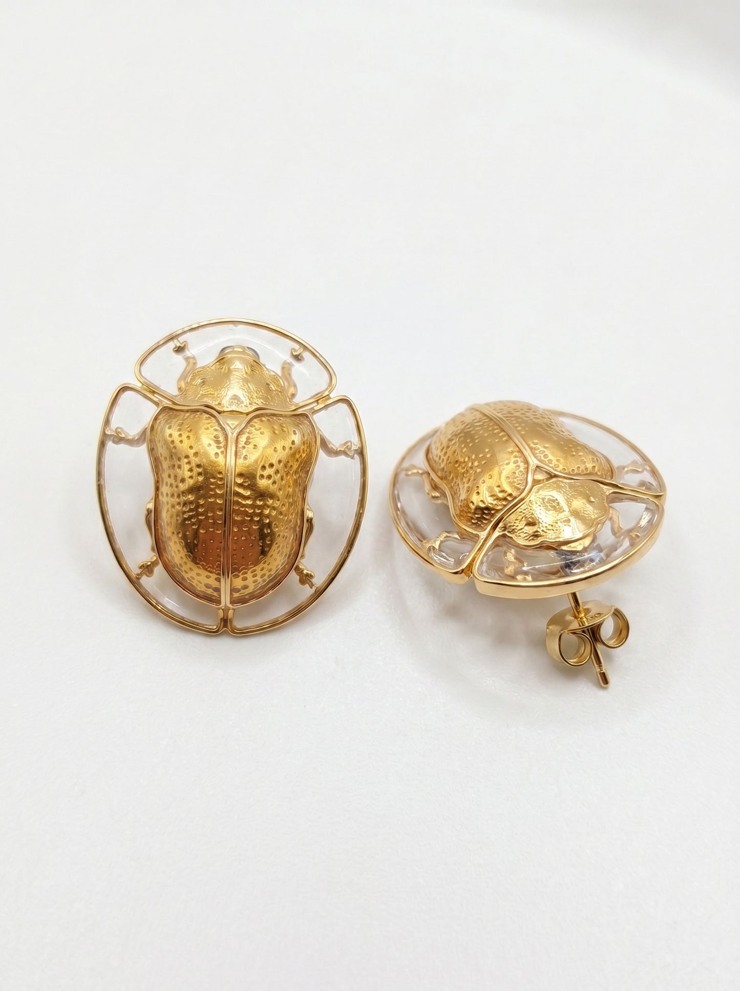 Tortoise Beetle Earrings — Plique‑à‑Jour Glow in Sterling Silver or 14k Gold‑Plated