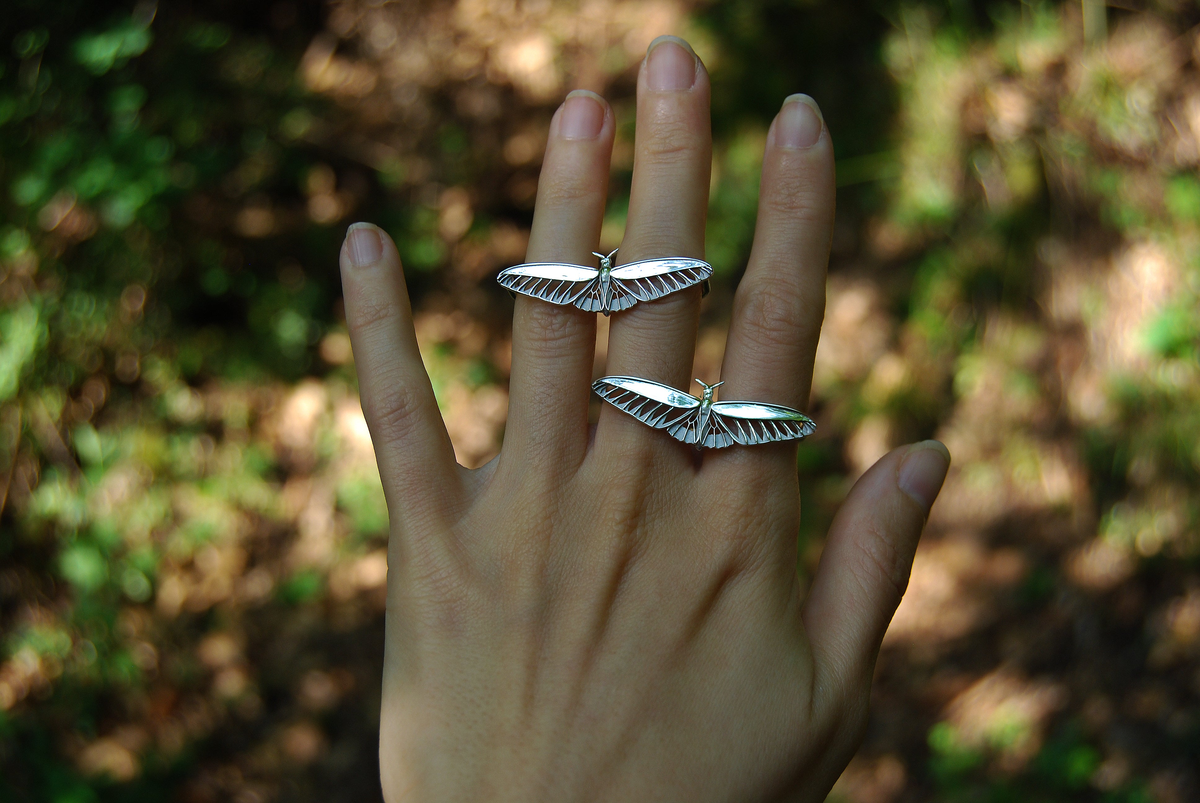 butterfly ring 【アート作品】販売します。 Sterling Silver and Brass Butterfly Ring with Choice of Stone