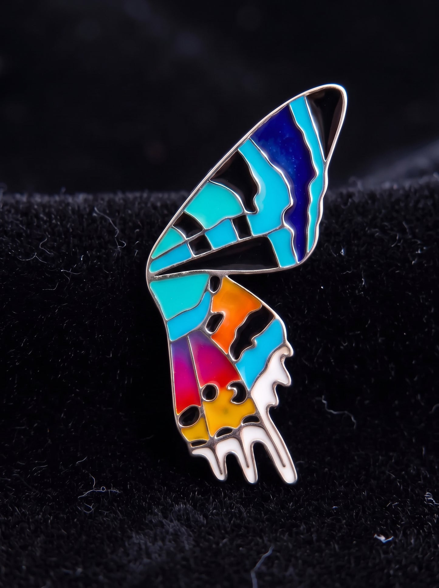 Madagascar Sunset Moth Stud Earrings — Hand‑Enameled in Sterling Silver or 14k Gold Plating