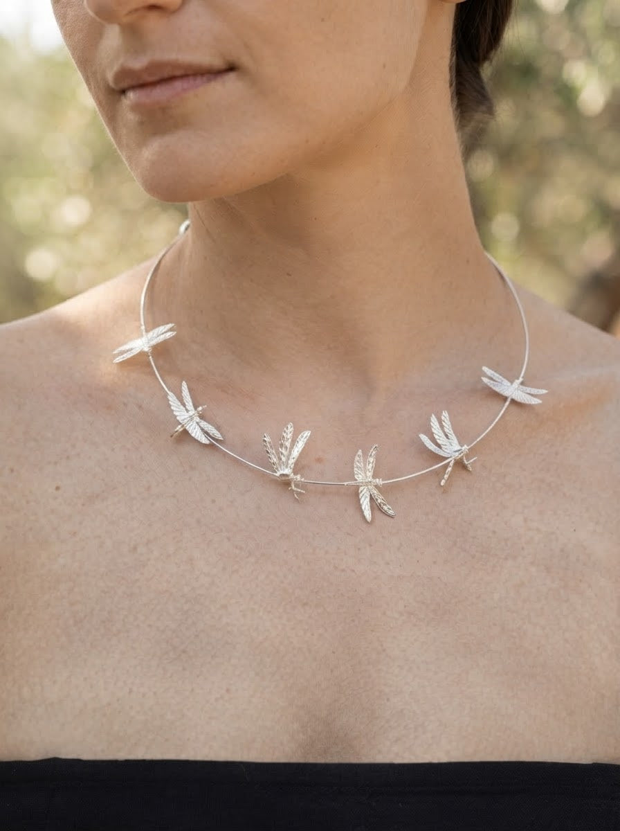 Dragonfly Orbit Necklace — Silver, Gold, Rose Gold & Rhodium Finishes