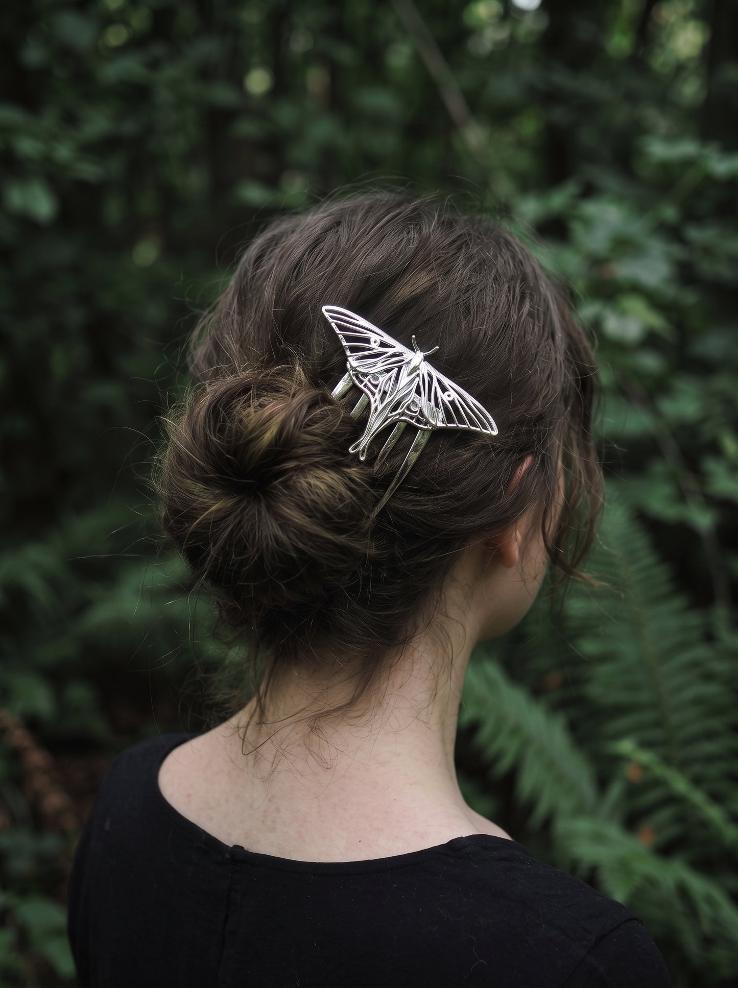 Luna Moth Hair Comb – Handmade Hair Jewelry in Gold, Silver, Rhodium or Bronze