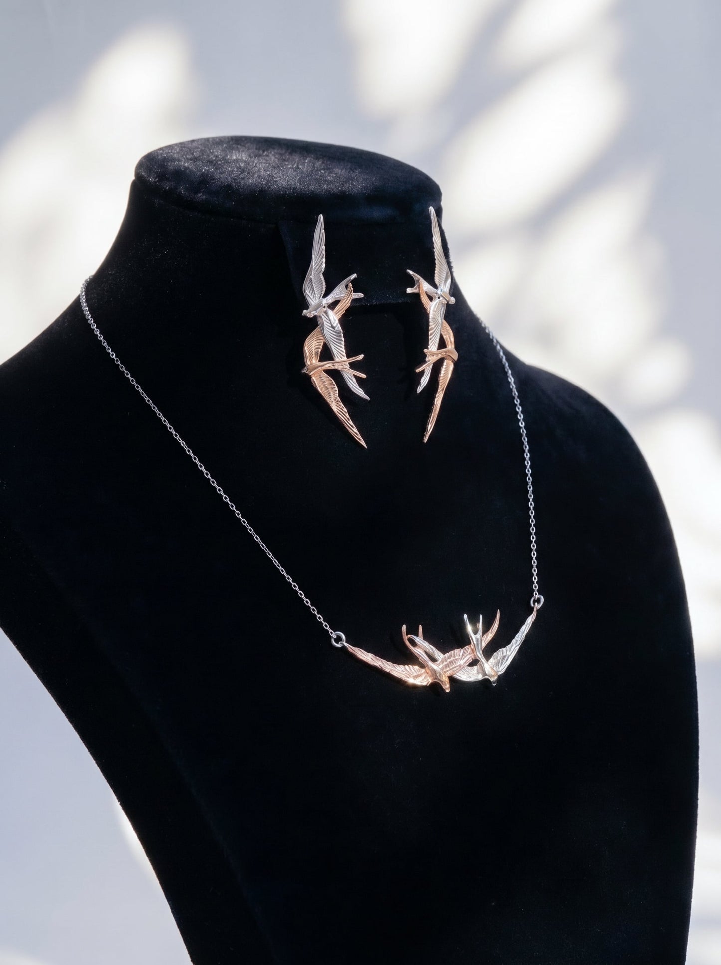 Swallow Flight Necklace – Sterling Silver, Rose Gold, or 14k Gold‑Plated