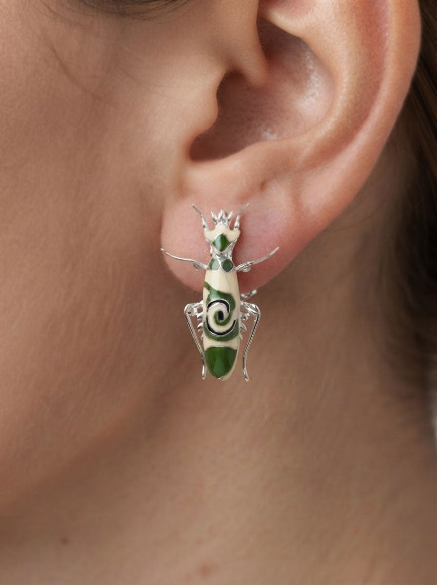 Spiny Flower Mantis Stud Earrings – Insect Jewelry