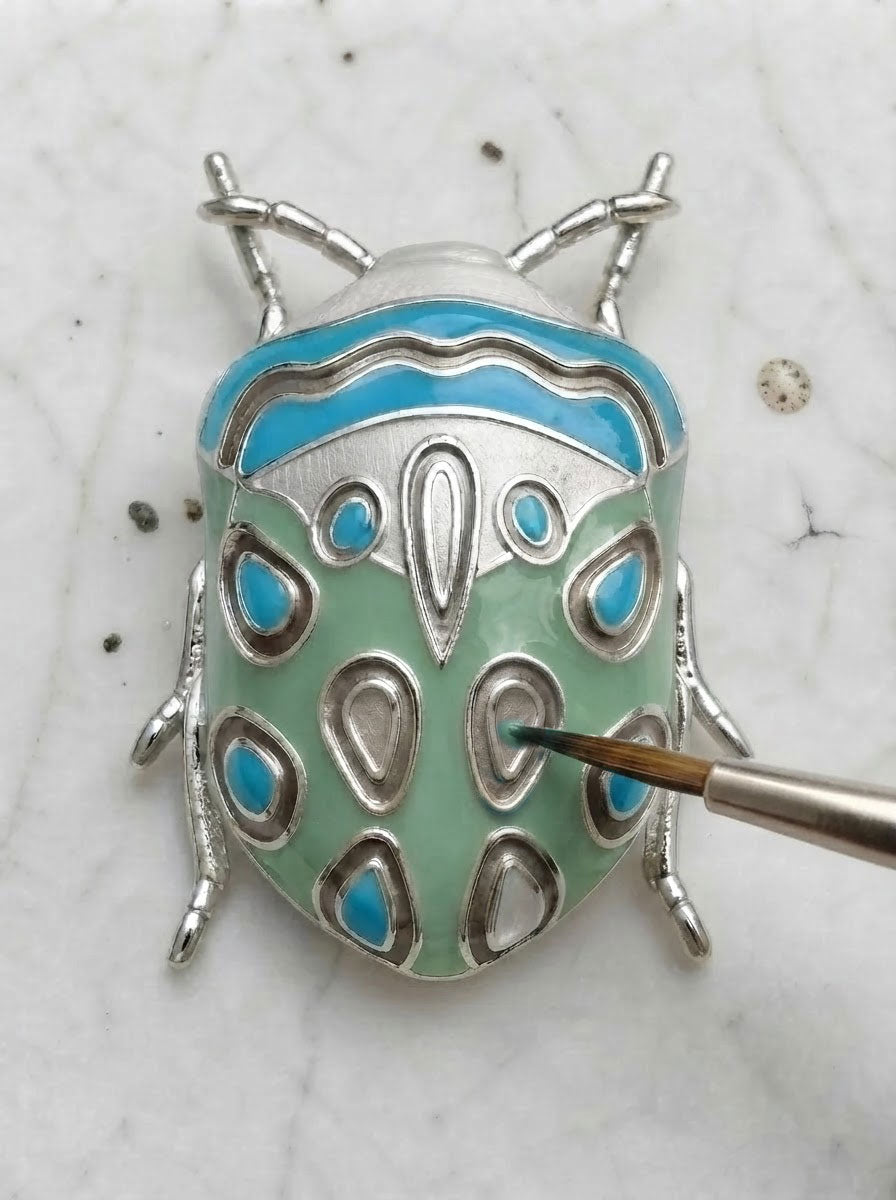 Picasso Bug Pendant, Sterling Silver + Enamel or Rhodium‑Plated + Enamel - Pendant
