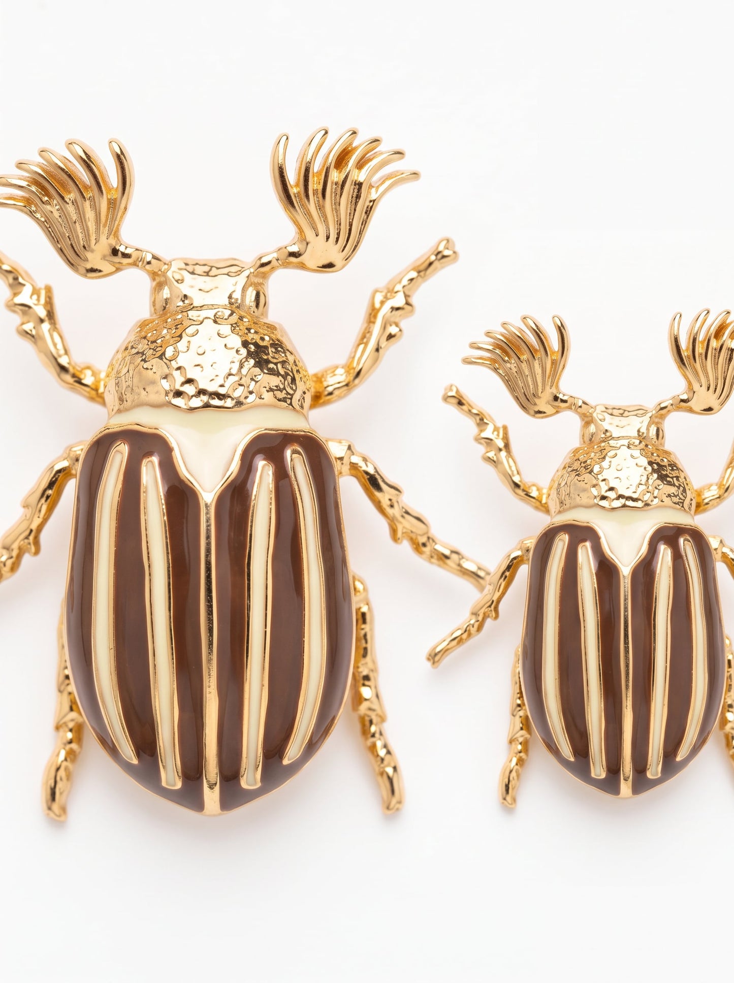 June Bug Pendant — Sterling Silver, 14k Gold‑Plated, Rhodium‑Plated, or Polished Bronze with Bronze & Off‑White Enamel