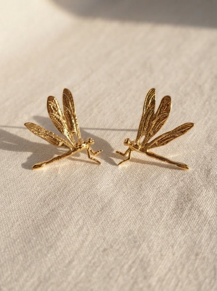Dragonfly Duet Earrings — Silver, Gold, Rose Gold & Rhodium Finishes
