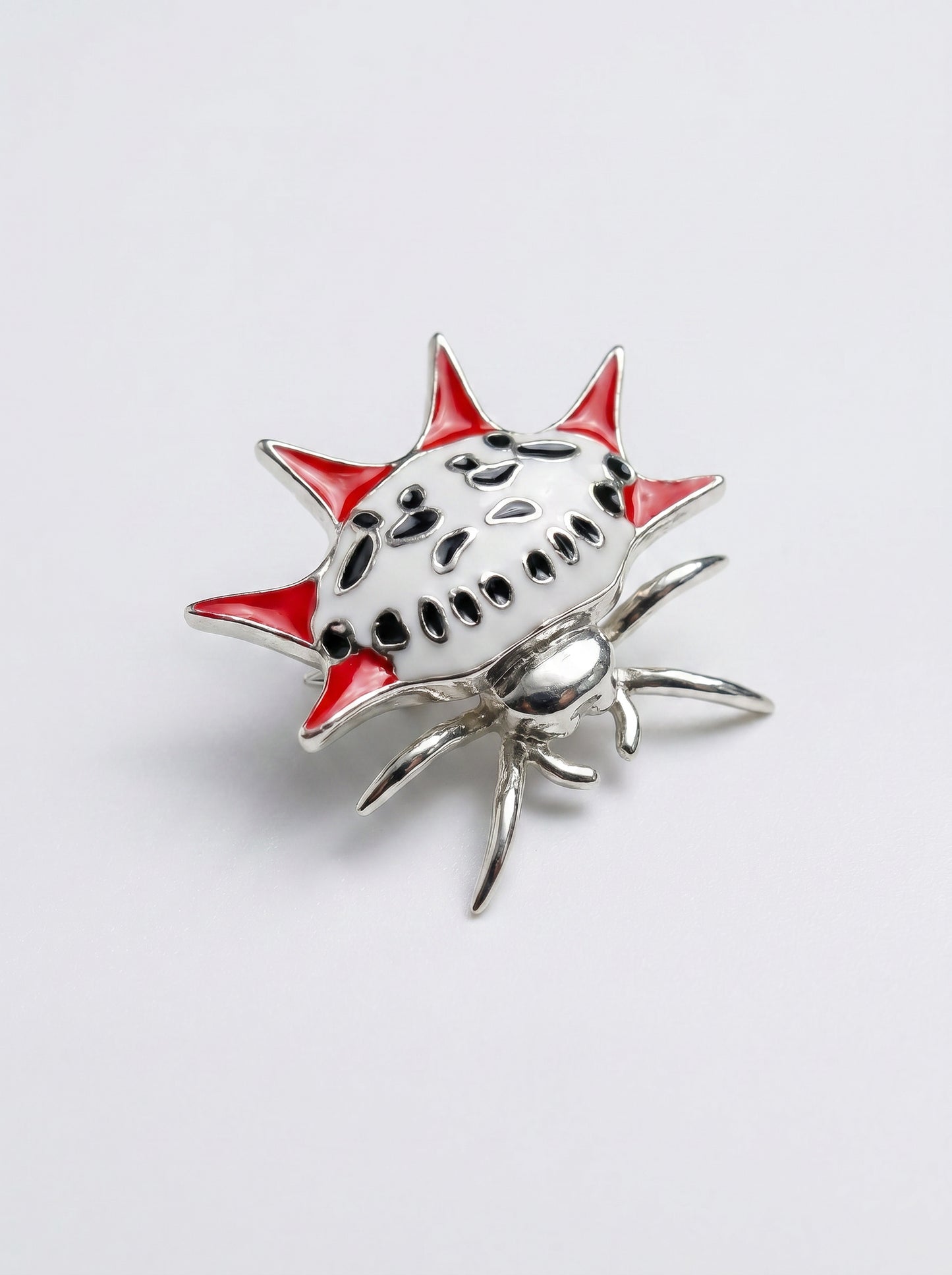 Spiny Orb‑Weaver Pendant — Red, White & Black Edition