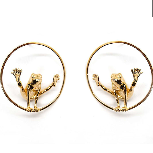 Circle Frog Hoop Earrings