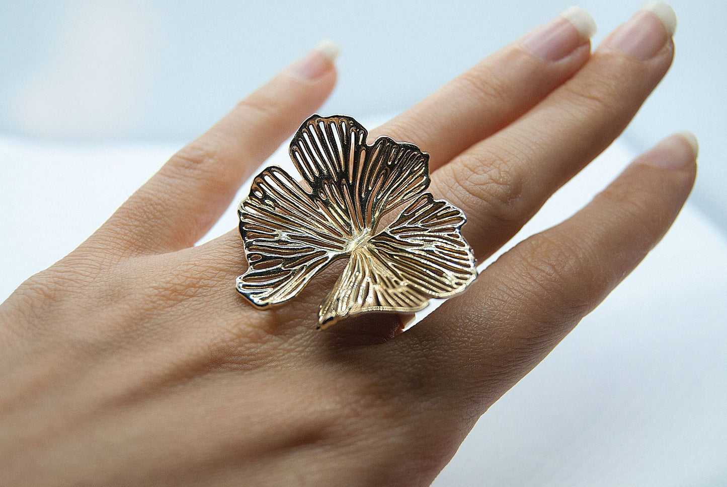 Ginkgo Biloba Bohemian Adjustable Ring