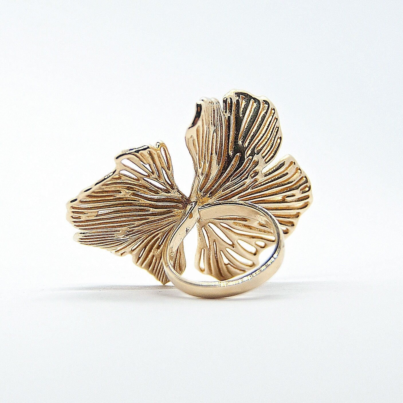 Ginkgo Biloba Bohemian Adjustable Ring