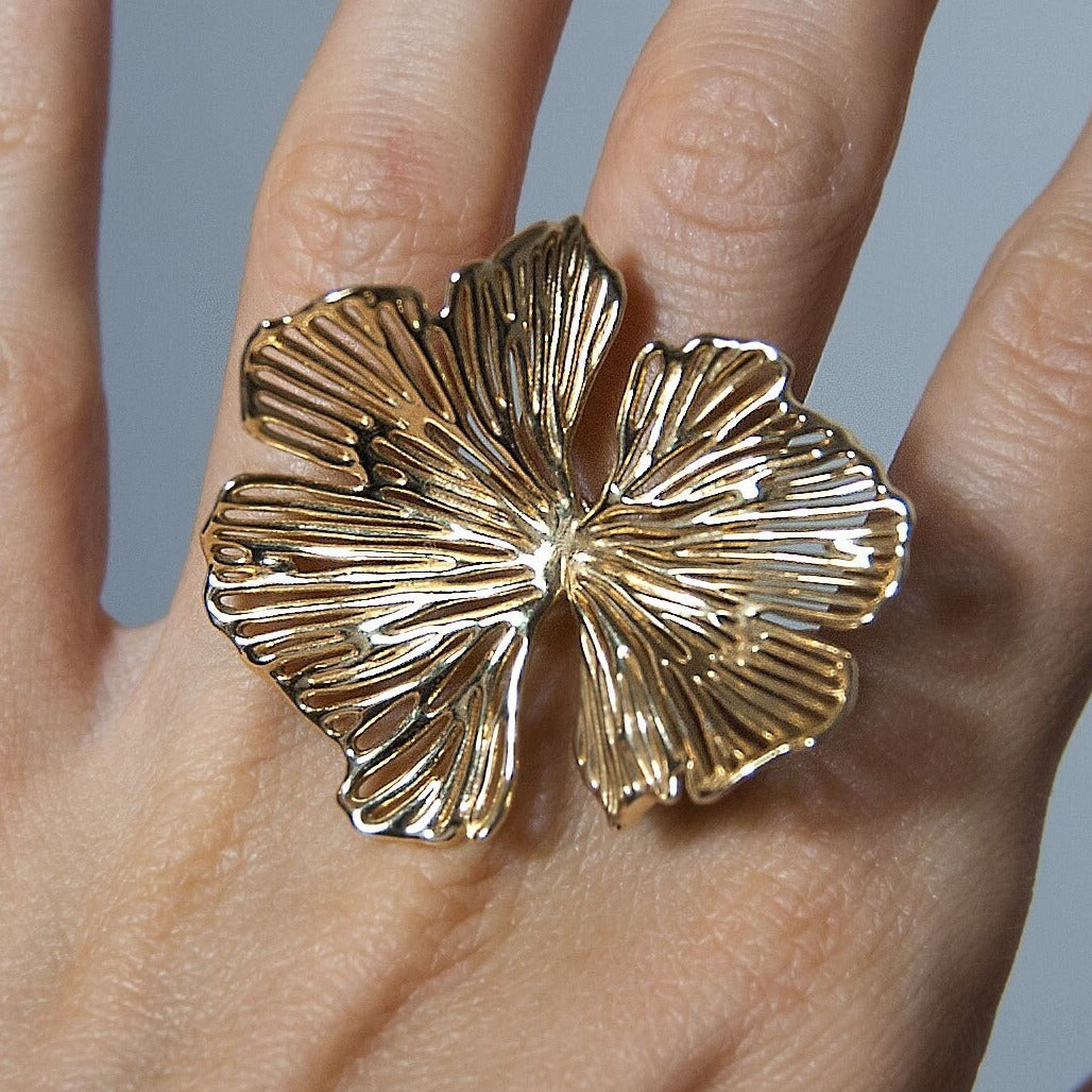 Ginkgo Biloba Bohemian Adjustable Ring