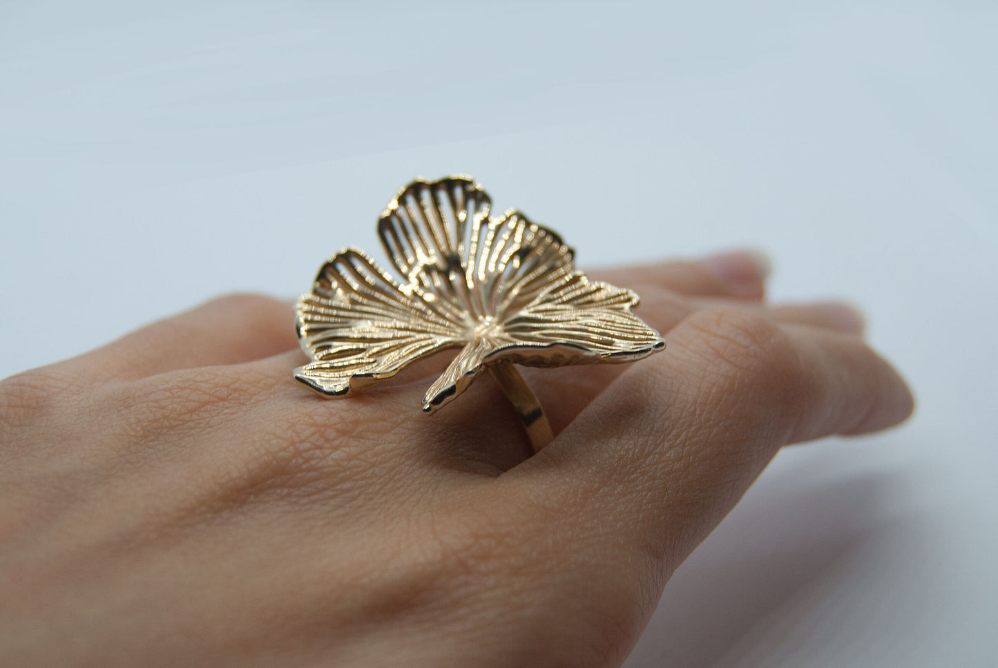 Ginkgo Biloba Bohemian Adjustable Ring