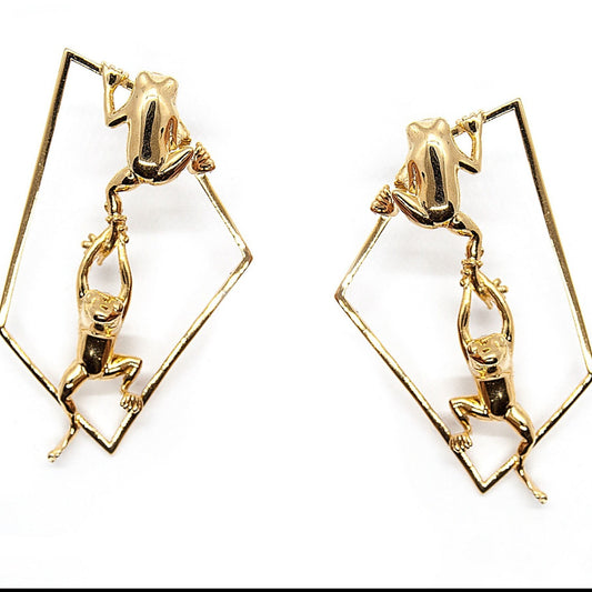 Geometric frog hoop earrings