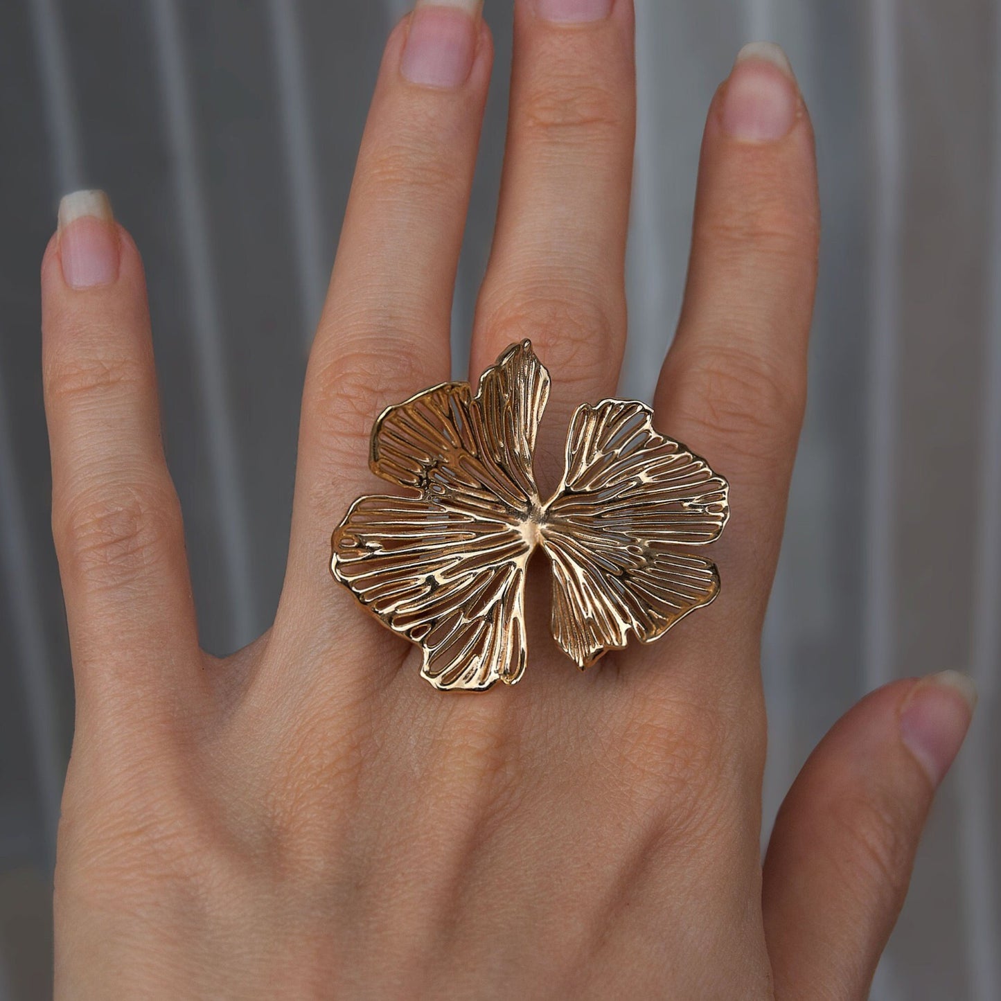 Ginkgo Biloba Bohemian Adjustable Ring