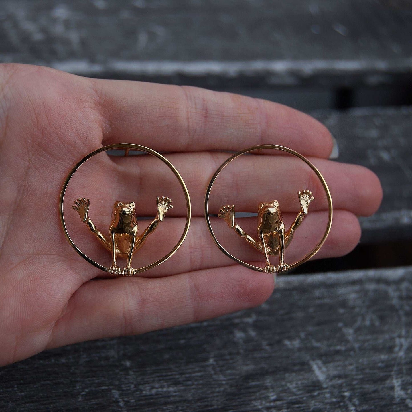 Circle Frog Hoop Earrings