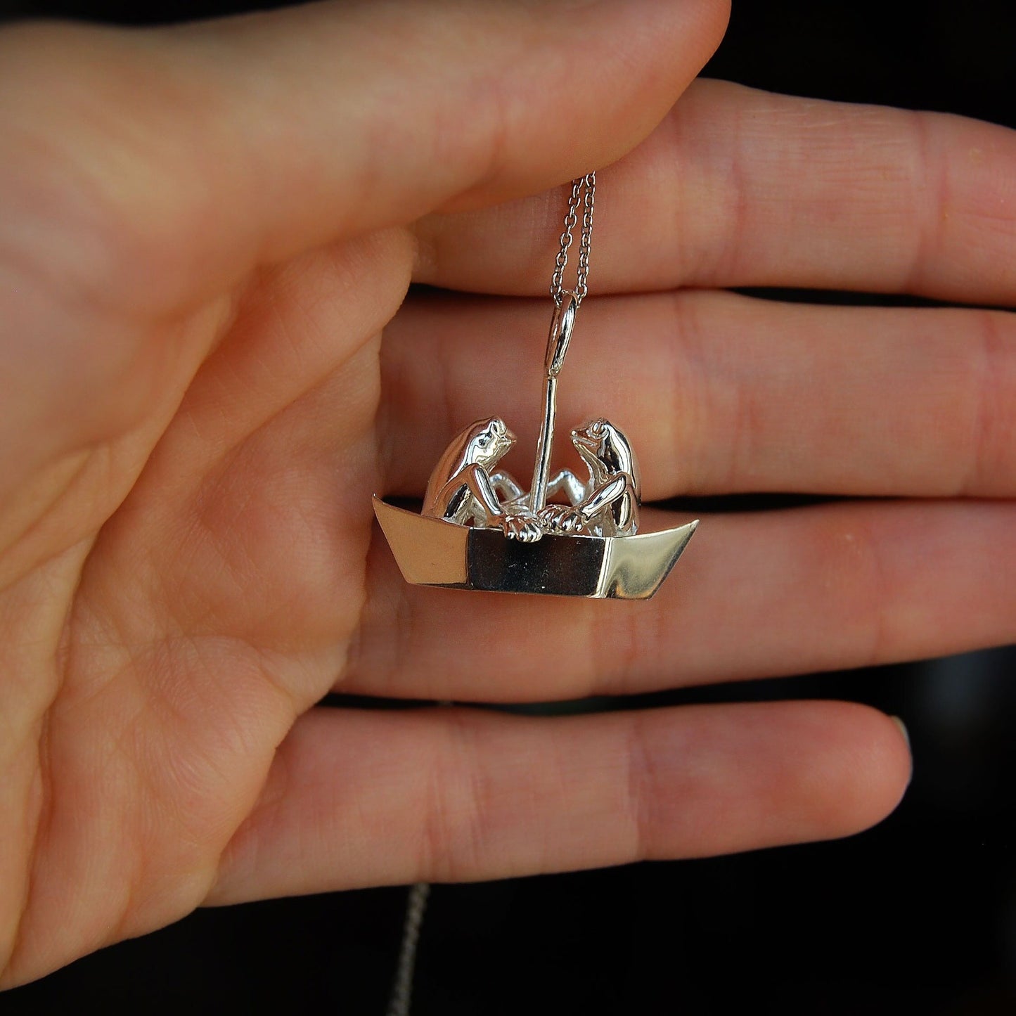 Frogs On Origami Boat Pendant