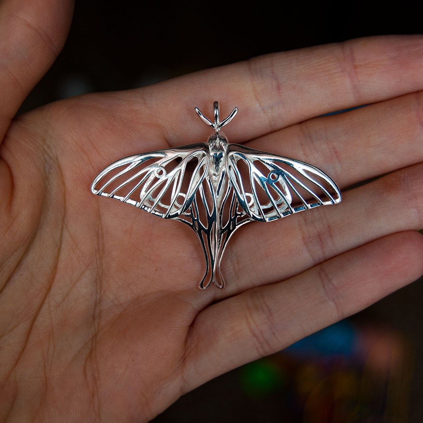 Spanish Luna Moth Pendant Necklace